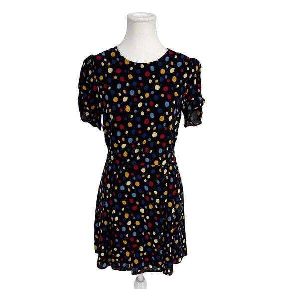 Reformation Violette Fiesta Mini Dress Polka Dot Colorful Fit & Flare Size 12 - Picture 2 of 9